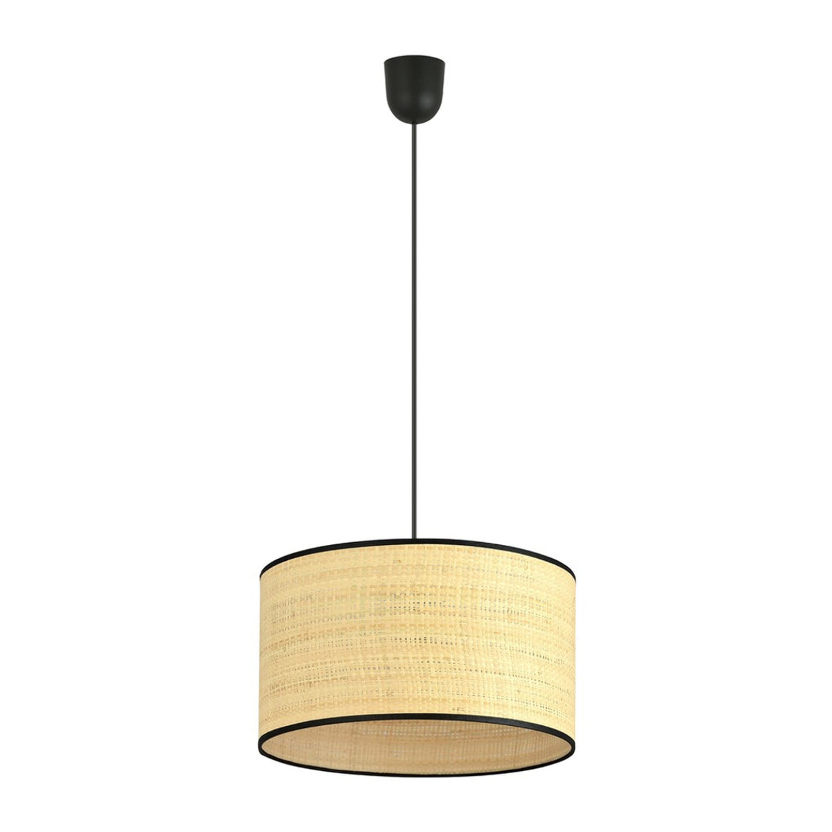 Lampada a sospensione ASTON in rattan naturale e acciaio nero