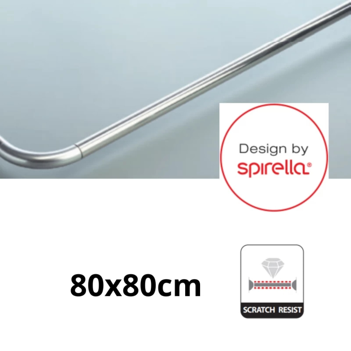 Barre tringle pour rideau de douche d'angle à fixer en Alu MAGIC 80x80cm Finition Brillante Spirella