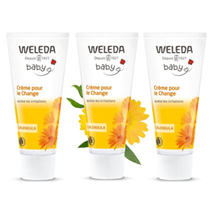 WELEDA -Trio Crème pour le Change au Calendula - Protège, régénère et apaise - Certifié Natrue** - Tube 75 ml x 3