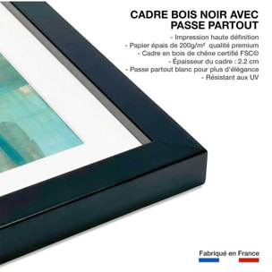 Affiche Liquide bleu Affiche + cadre en bois - Noir