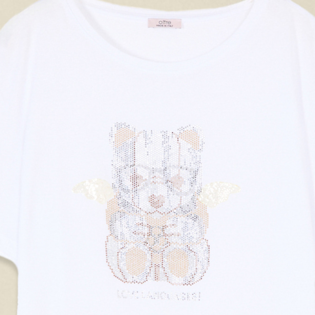 Oltre - T-shirt in cotone con applicazioni - Bianco