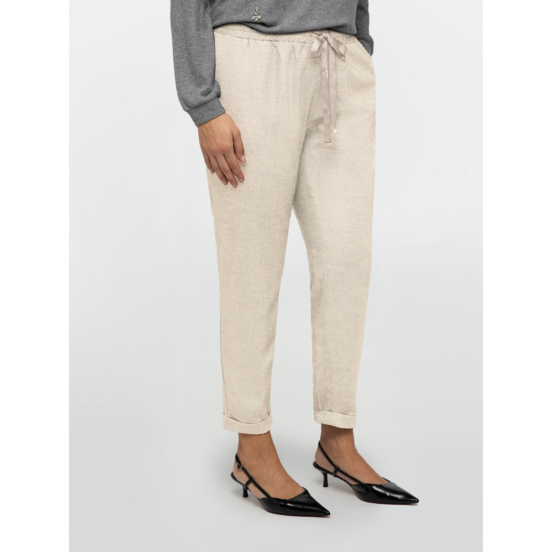 Fiorella Rubino - Pantaloni joggers in lurex - Beige