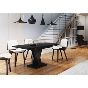 Table repas extensible "Masiv" - 120/160 x 80 x 75 cm - Noir brillant