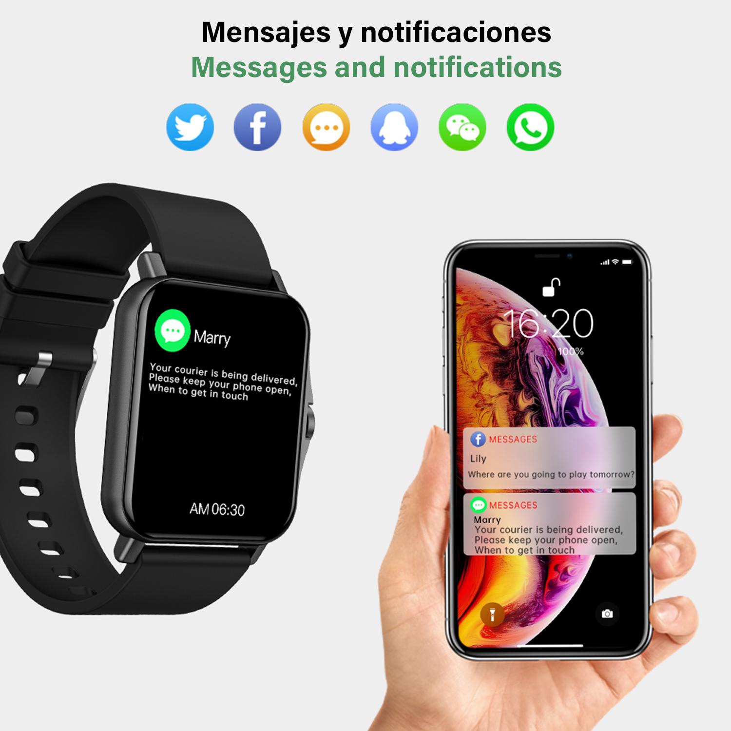 Smartwatch ZW23 con termómetro corporal, tensión y O2 en sangre. Incluye 15 modos deportivos.