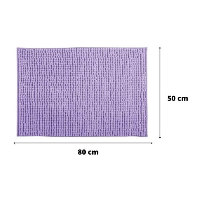 Lot de 2 Tapis de bain Microfibre CHENILLE 50x80cm Lavande MSV