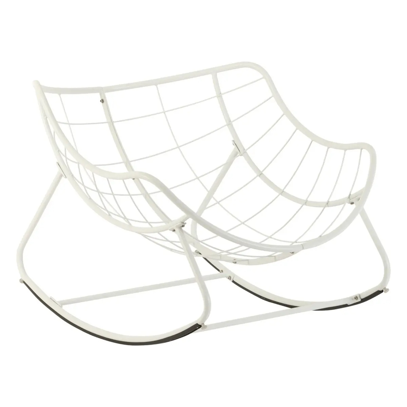 Fauteuil oeuf à bascule "Paopao" beige et blanc en acier traité en epoxy