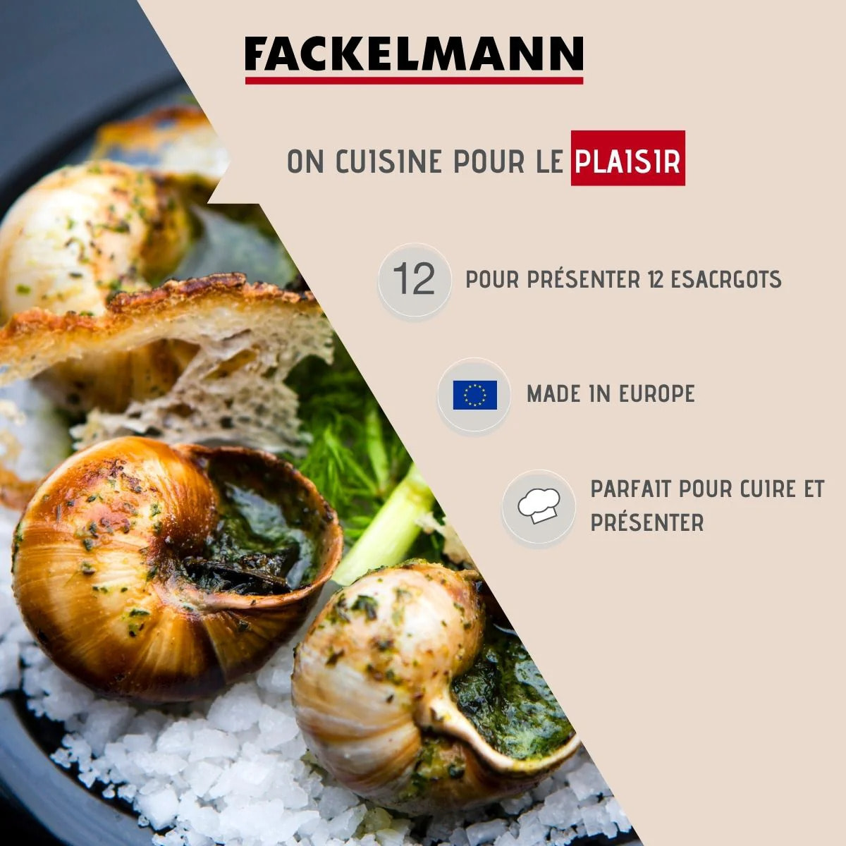 Lot de 10 plats à escargots en aluminium 17,5 cm Fackelmann