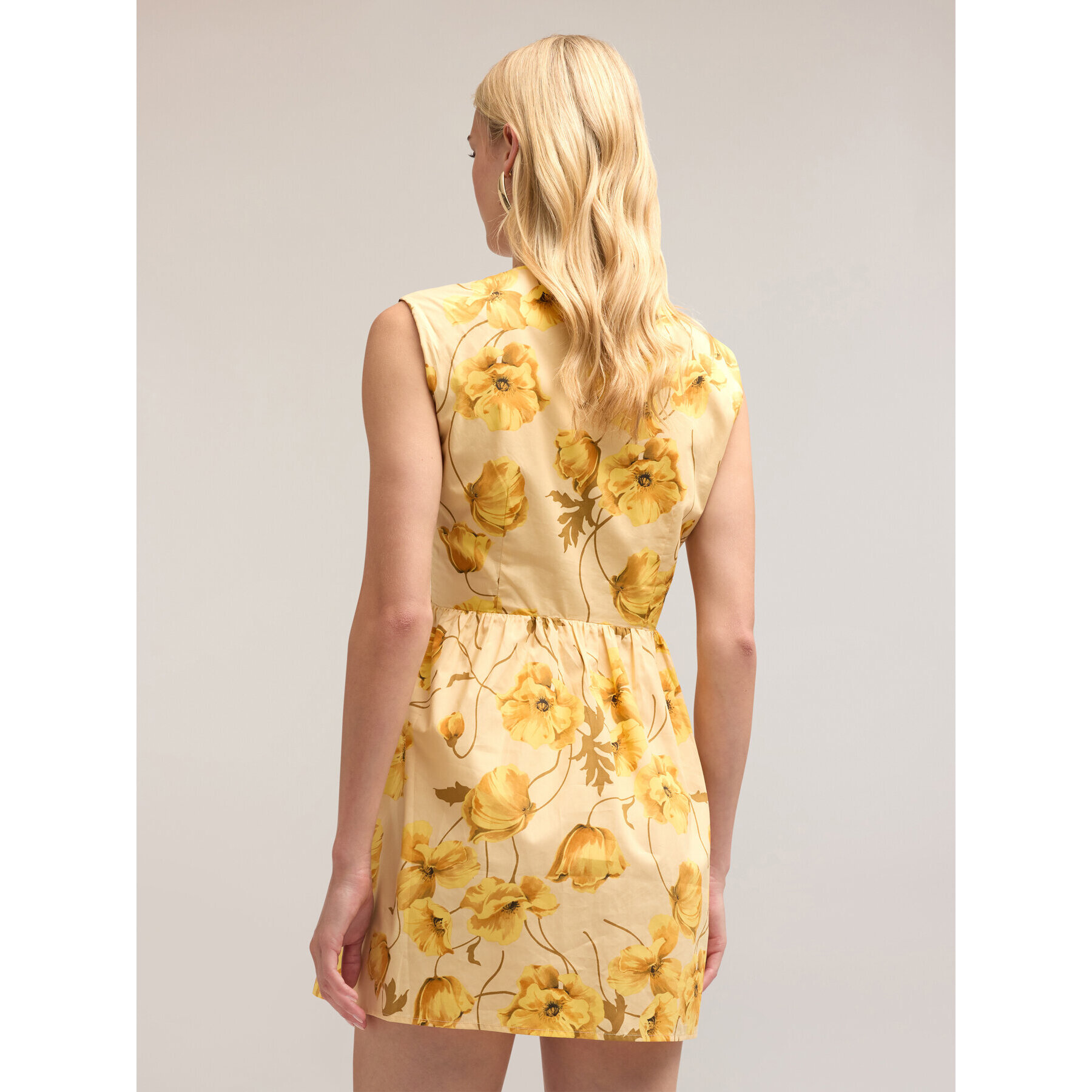 Motivi - Mini dress in popeline fantasia floreale - Giallo