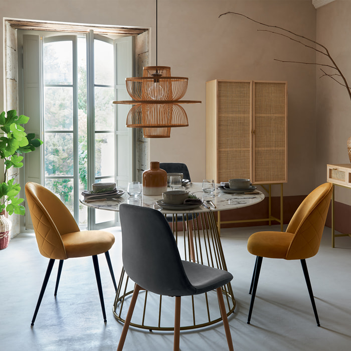 Chaise "Roka" grise en velours