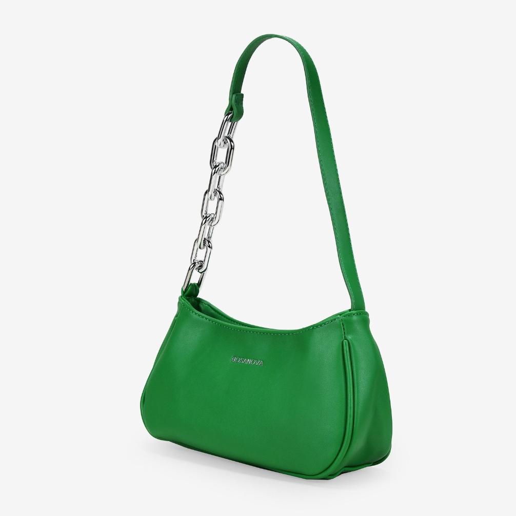 Bolso de hombro verde con cadena