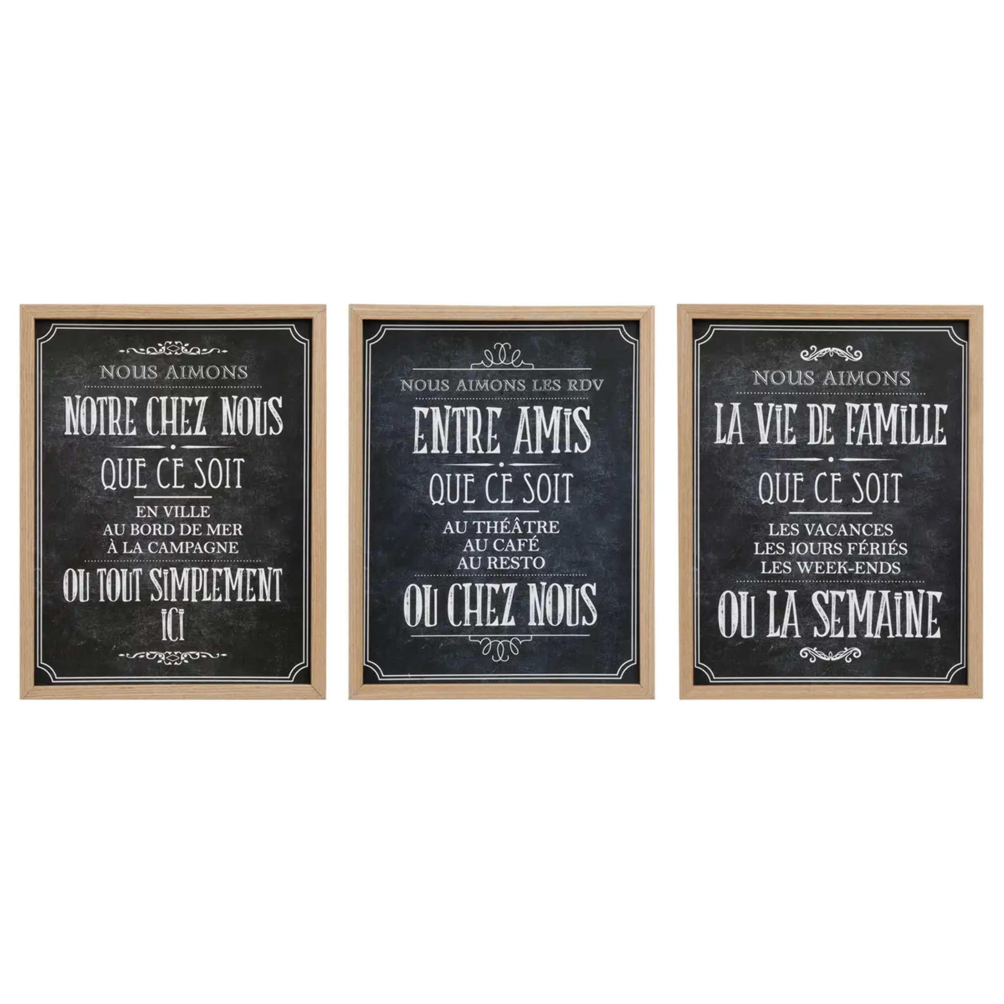 Cadre déco "Bistrot" - bois - 24 - 5x31 - 5 cm