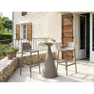 Table et chaises hautes de bistrot empilables "Vaena" - 2 places - Taupe