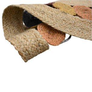 Tapis rond fait à la main en jute motif géométrique PAX