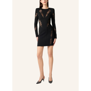 PHILIPP PLEIN Multicutting Long Sleeve Mini Dress Lace