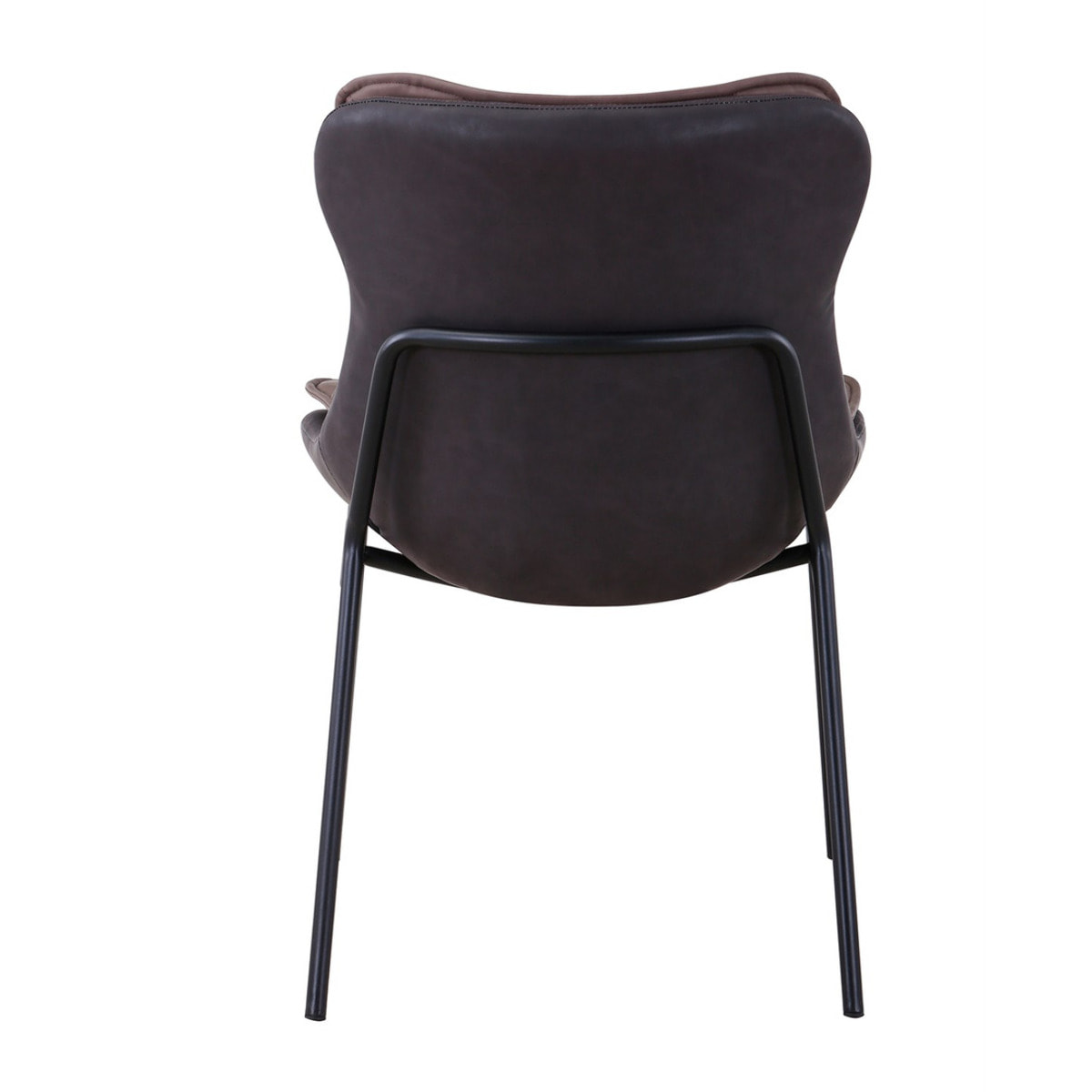 Sedia Brady in similpelle marrone con gambe in ferro