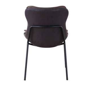 Sedia Brady in similpelle marrone con gambe in ferro