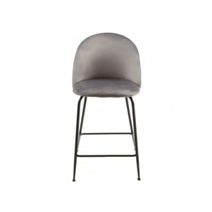 Lot de 2 chaises de bar en velours avec piètement en métal noir - CLEA
