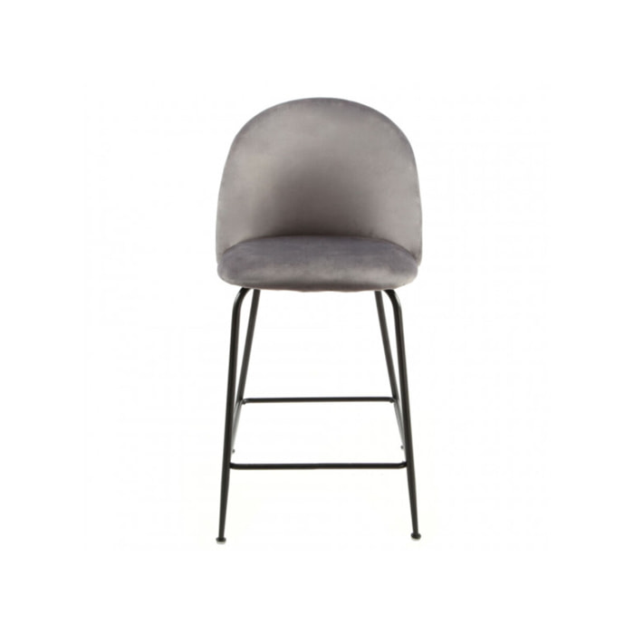 Lot de 2 chaises de bar en velours avec piètement en métal noir - CLEA
