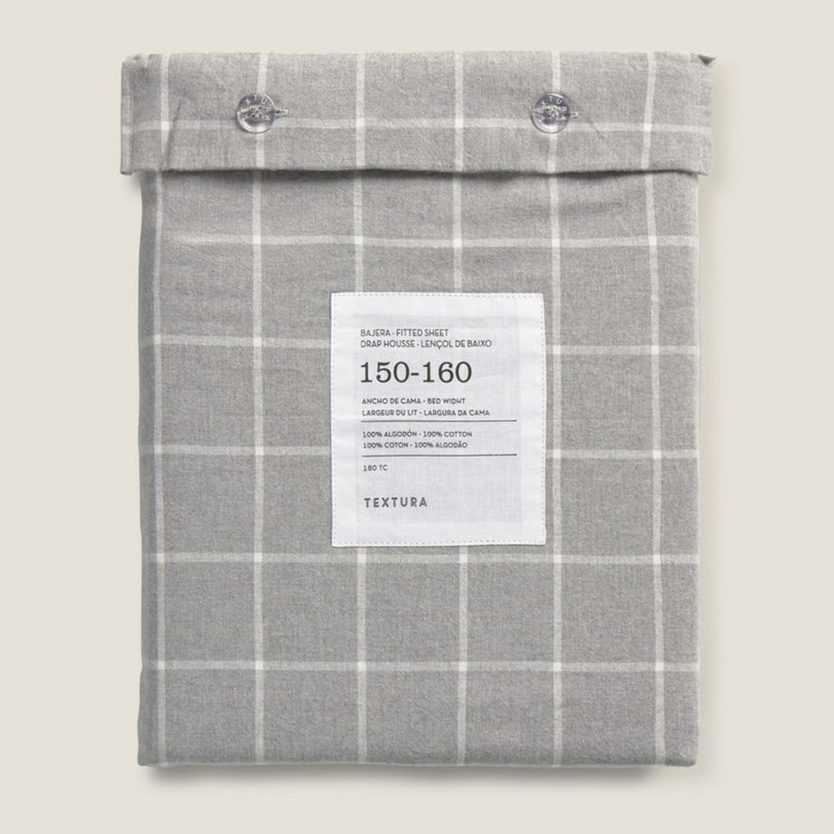 Bajera algodón franela cuadros Onfra color gris Franela de algodón