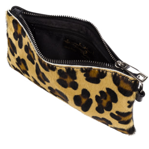 Fiorella Bolso bandolera Mujer.Piel auténtica Sauvage Cavallino Leopardo Grande