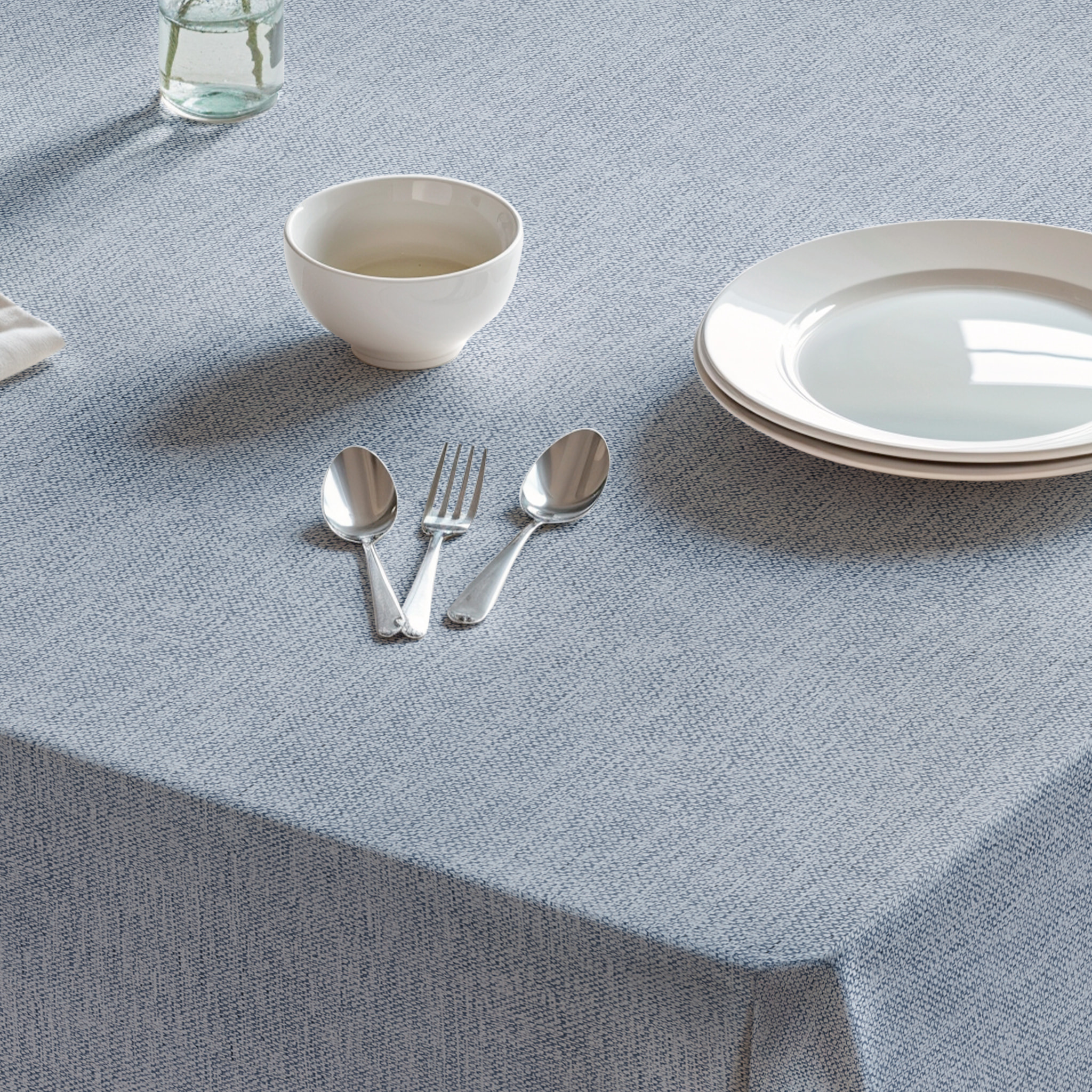 Nappe jacquard unie antitache Indra Blue