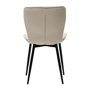 Chaises design en tissu velours côtelé beige et métal noir (lot de 2) ADDICT