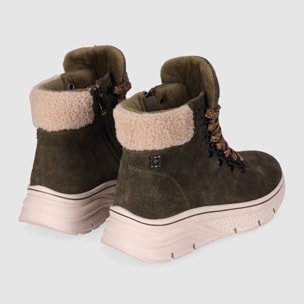 Botines de Serraje - Kaki - Tacón: Bajo