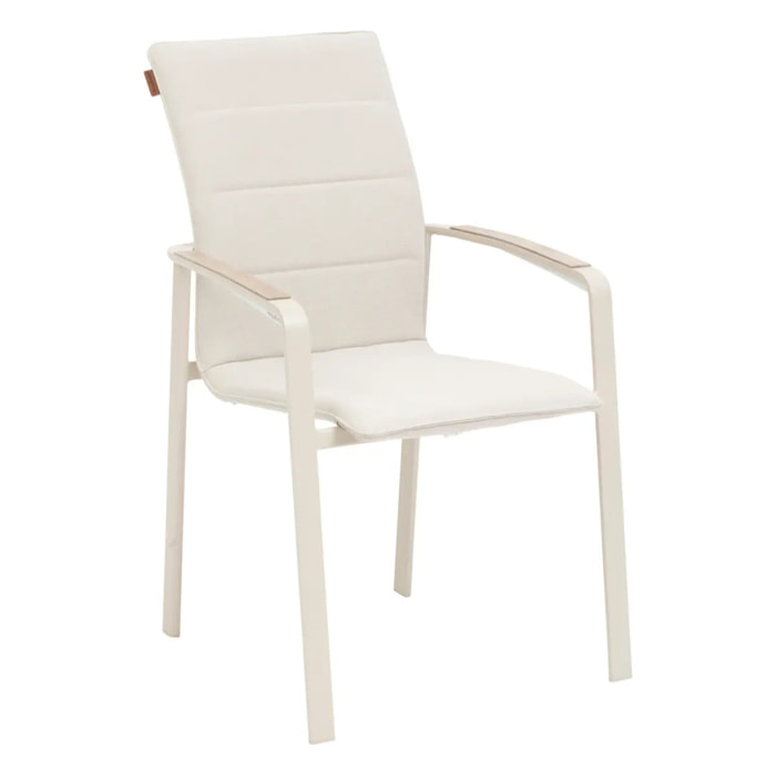 Fauteuil de jardin empilable "Diese" argile & ivoire aluminium et texaline