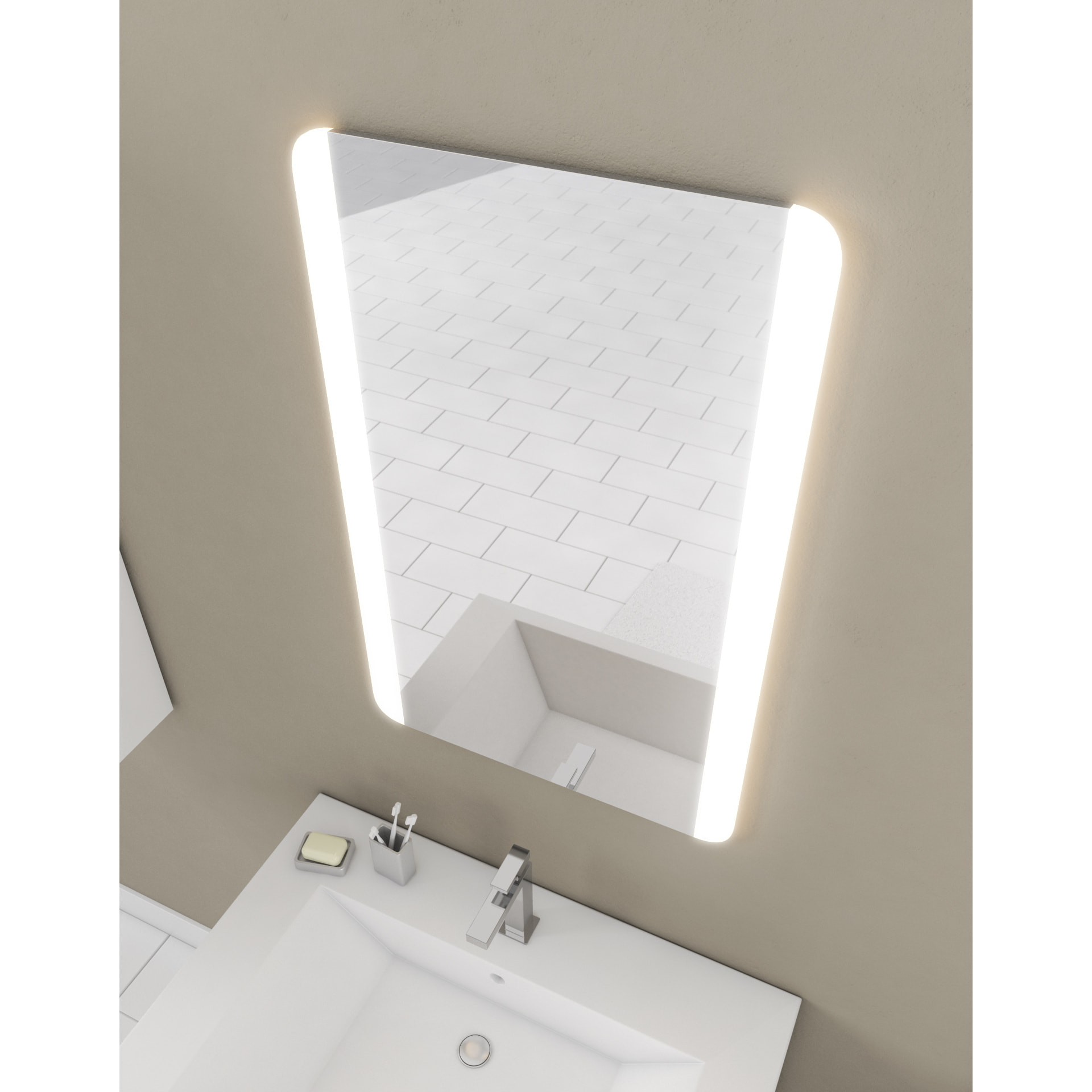 Miroir salle de bain LED auto-éclairant BORDER LINES 70x45
