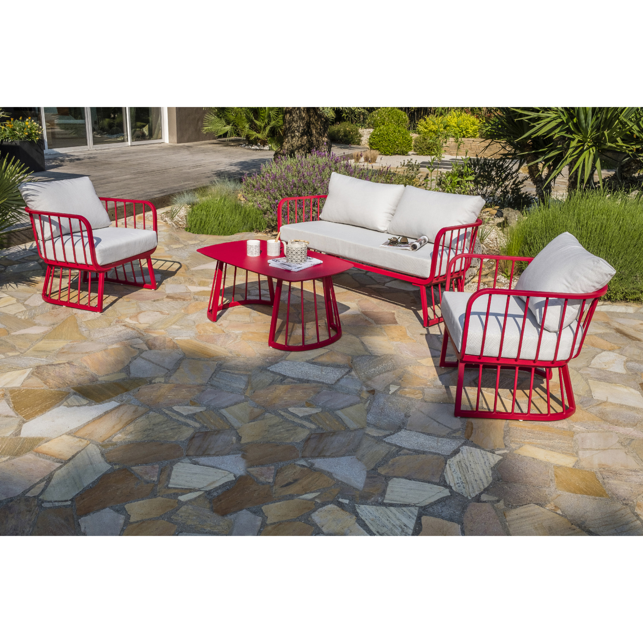 APOLLINE - Salon de jardin 4 places en aluminium