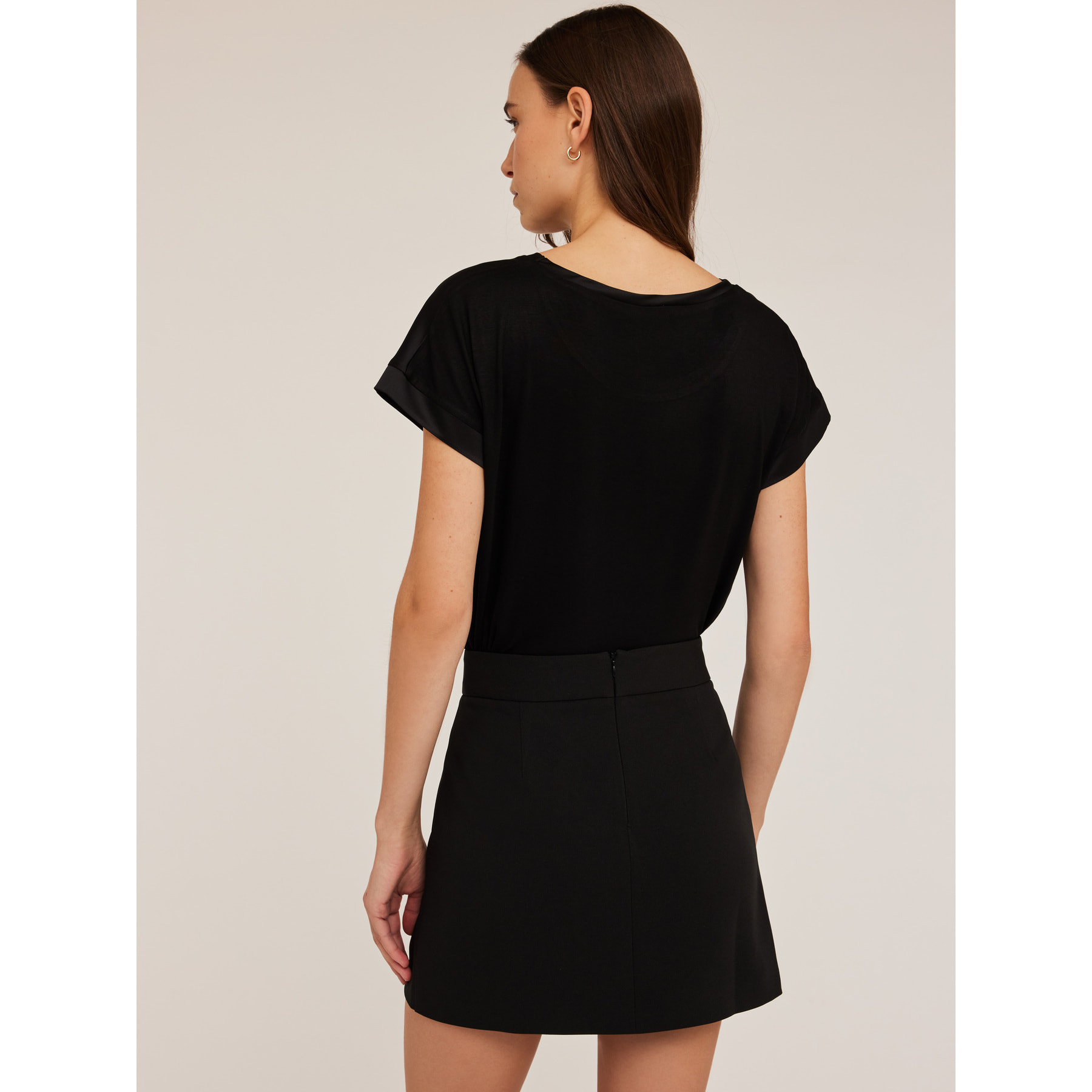 Motivi - T-shirt bimaterica - Nero