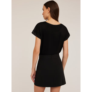 Motivi - T-shirt bimaterica - Nero