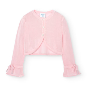 Chaqueta tricotosa niña, algodón, lisa, rosa, 708005