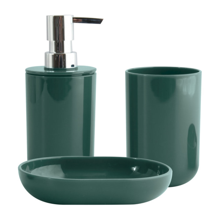 Lot de 3 accessoires de salle de bain INAGUA Vert foncé MSV