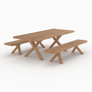 Table et bancs de jardin 10 personnes en bois - Soraya