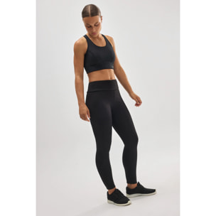 Leggings termici in pile nero stile sportivo