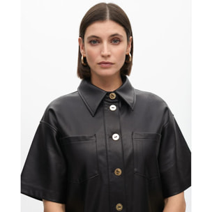 Vestito Mini Dritto Effetto Pelle