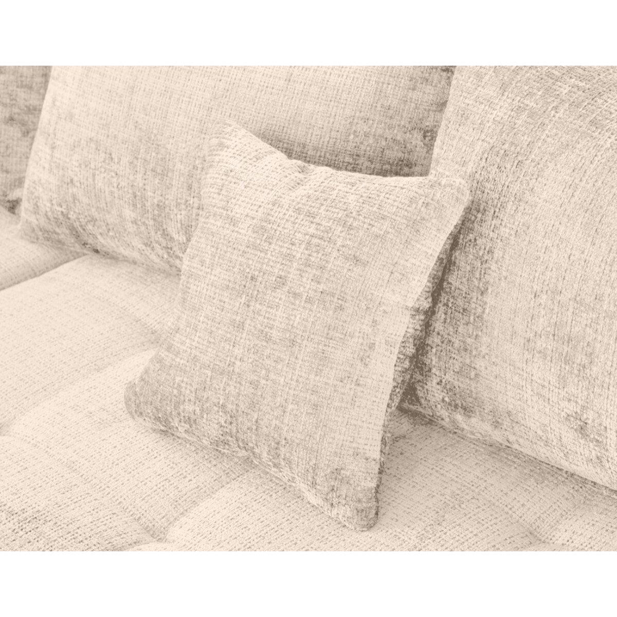 Rune - canapé panoramique d'angle gauche 7 places en velours texturé - Beige