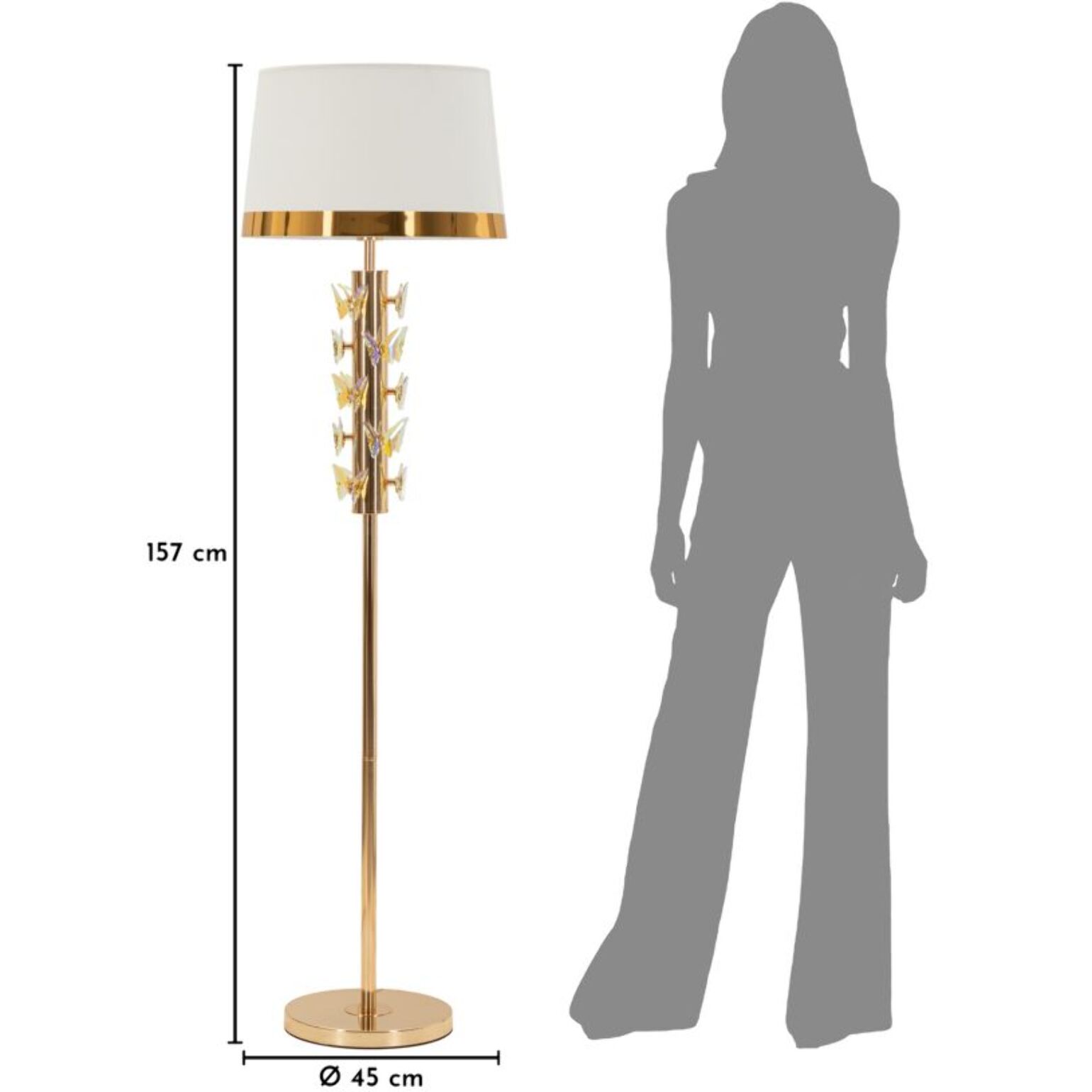 LAMPADA DA TERRA GOLD BUTTERFLY CM Ø 45X157