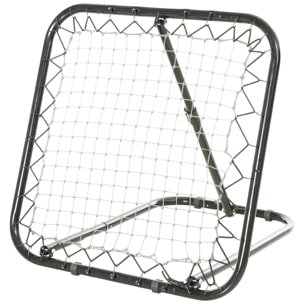 Filet de rebond de football pliable - inclinaison réglable 5 positions - dim. 84L x 78l x 78H cm - piquets d'ancrage inclus filet PE blanc métal époxy noir