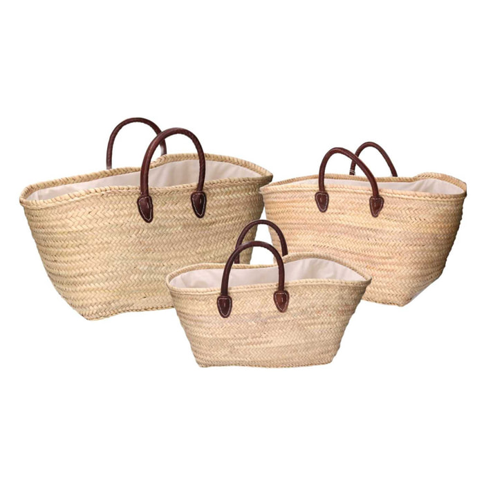 Borsa in paglia naturale set da 3 cm65x32h33/44