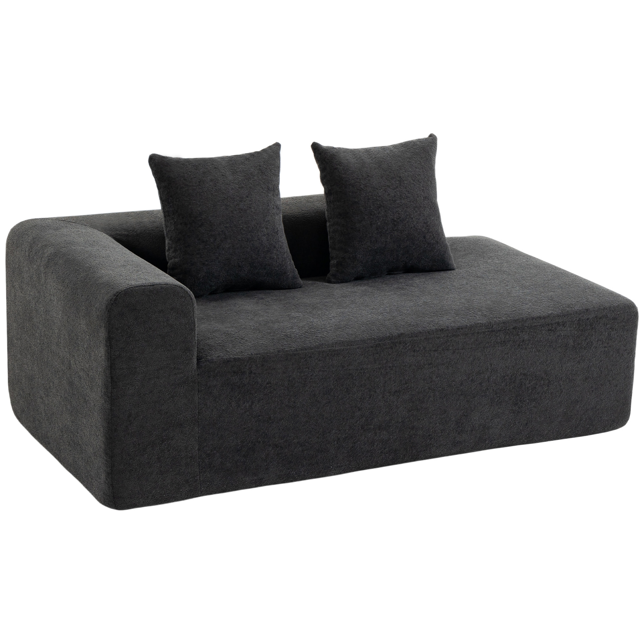 HOMCOM Sofá de 2 Plazas de Chenilla, Sofá de Salón, 2 Almohadas, Asiento con Muelles, No Requiere Montaje, para Dormitorio, Despacho, 171,5x91,5x83 cm, Gris Oscuro