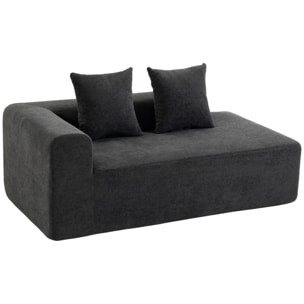 HOMCOM Sofá de 2 Plazas de Chenilla, Sofá de Salón, 2 Almohadas, Asiento con Muelles, No Requiere Montaje, para Dormitorio, Despacho, 171,5x91,5x83 cm, Gris Oscuro
