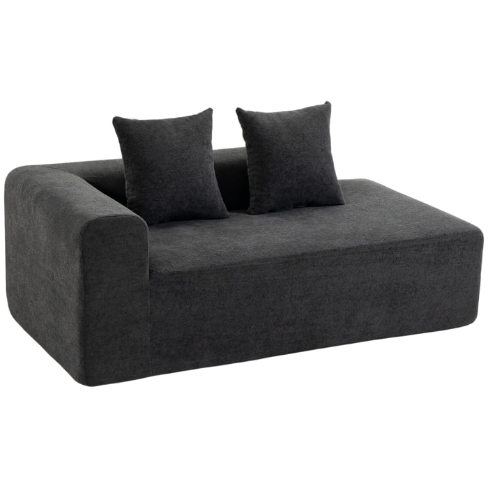 HOMCOM Sofá de 2 Plazas de Chenilla, Sofá de Salón, 2 Almohadas, Asiento con Muelles, No Requiere Montaje, para Dormitorio, Despacho, 171,5x91,5x83 cm, Gris Oscuro