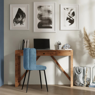 Lot de 2 chaises en velours bleu et pieds en métal noir - Rosy