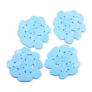 Lot de 4 Tapis antiderapants de douche ou baignoire PVC GALETS 12x13cm Bleu Ciel MSV