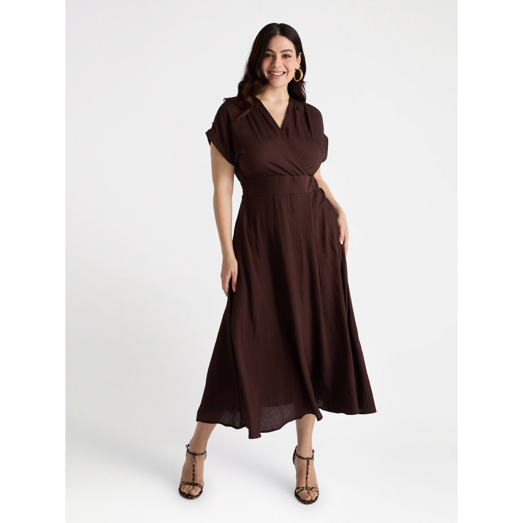 Fiorella Rubino - Vestido cruzado por delante - Marrón