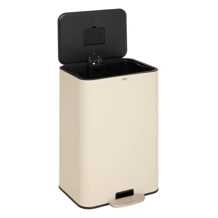 Poubelle rectangulaire à pédale Delta 50L argile