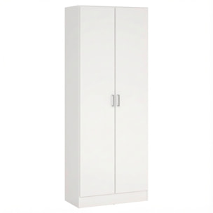 Armadio Multiuso Con 2 Ante Battenti e Ripiani Interni Armadietto Mobile Salvaspazio Per Bagno Lavanderia Ingresso 70 x 36 x 180.9 Cm Bianco
