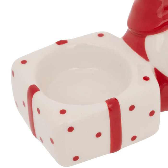 Photophone gnome avec cadeau céramique rouge et blanc